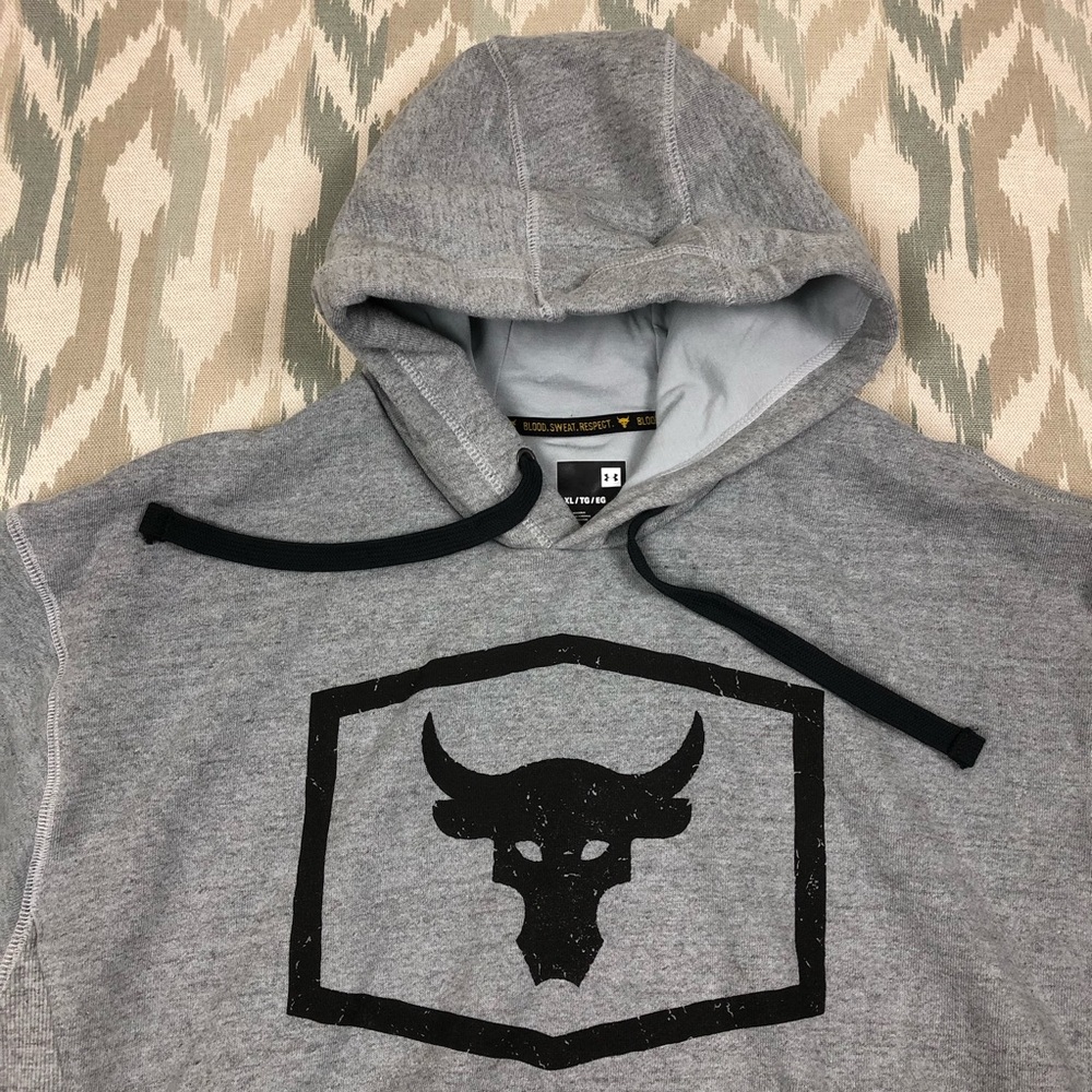 Under Armour UA Men's Project Rock Gray Hoodie Respect Size L large 1346067-011 - Picture 7 of 13
